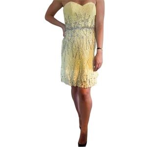 Jovani Lace Yellow Dress with Sequins